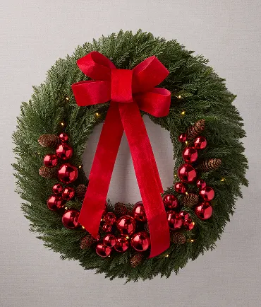 Real Feel Festive Crimson Cypress Wreath